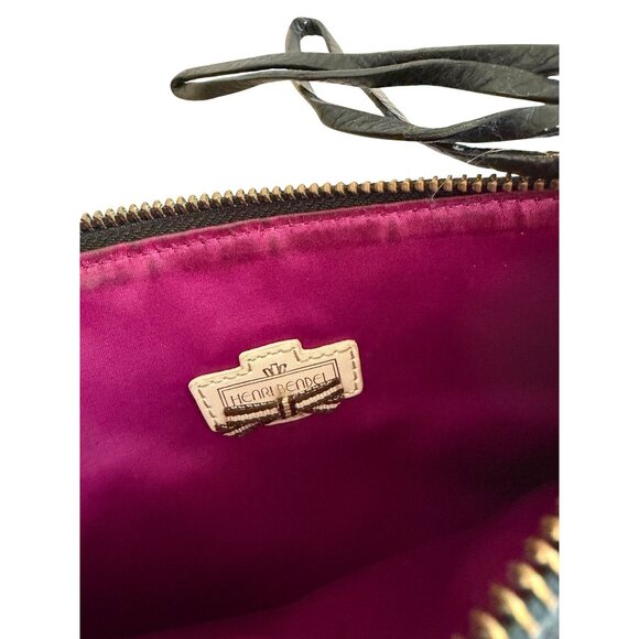 HENRI BENDEL Vintage Black Leather Zip Clutch Pouch Bag - Picture 2 of 9